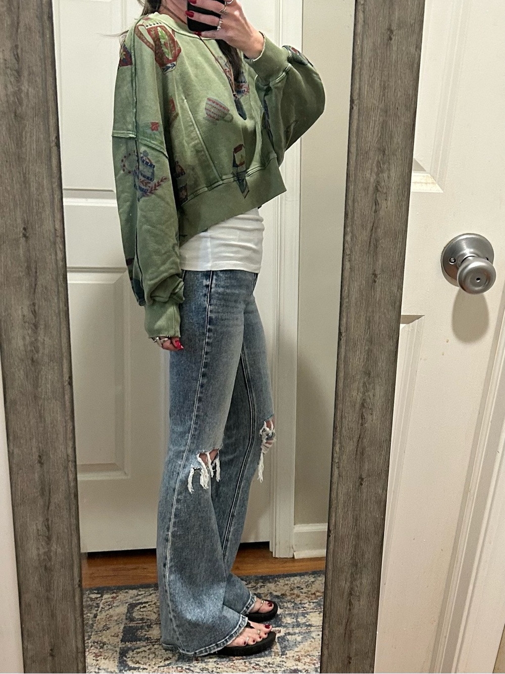 NWT Free People Gaia Sweatshirt in Tea Combo Teapots and Cup - Picture 8 of 14